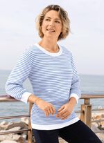 Pullover in Strickmix WEISS-BLEU