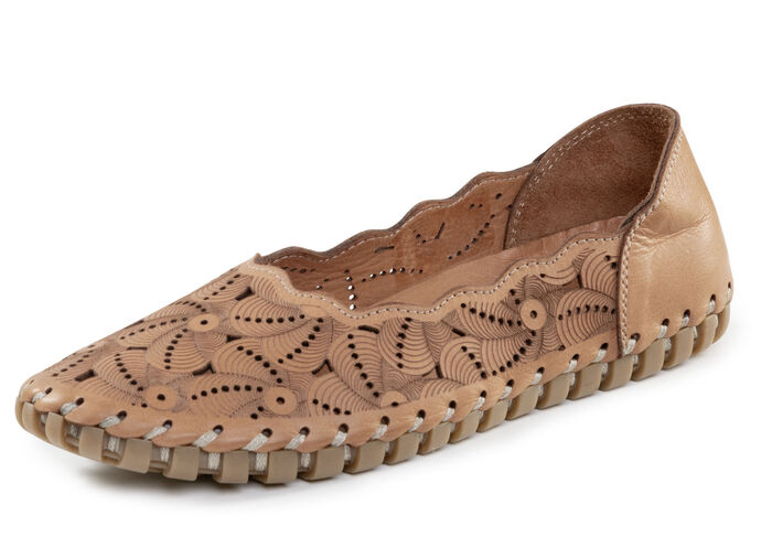 ELENA EDEN Ballerina mit interessanter Prägung CAMEL