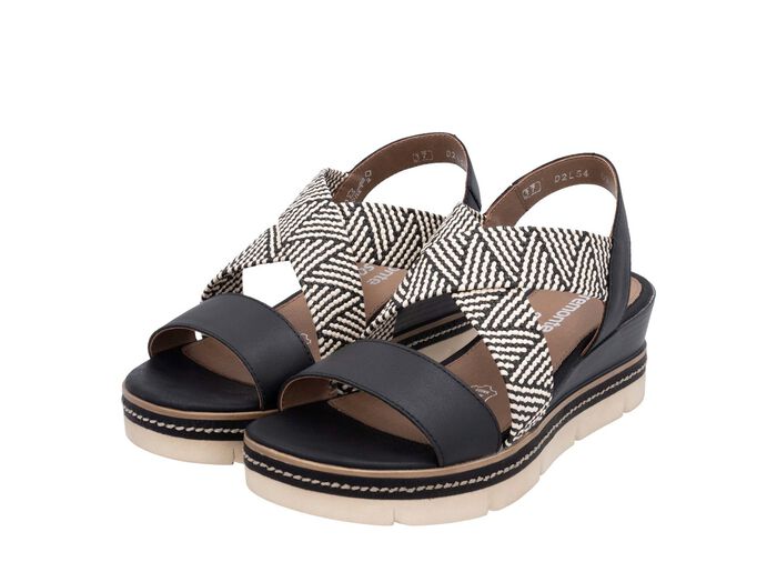 Remonte Sandalette mit Flechtdurchz&uuml;gen SCHWARZ-CREME