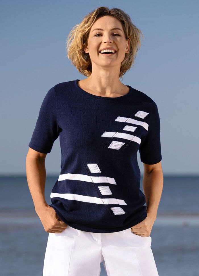 Pullover mit Intarsien-Vorderteil 