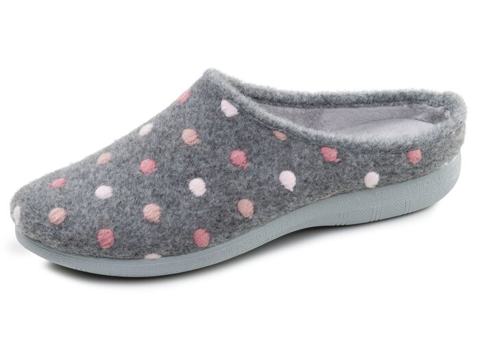 Laurina, klassische Damen-Hausschuhe, mit P&uuml;nktchen-Stickerei 