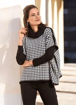 Poncho-Pulli mit weichem Griff SCHWARZ-WEISS