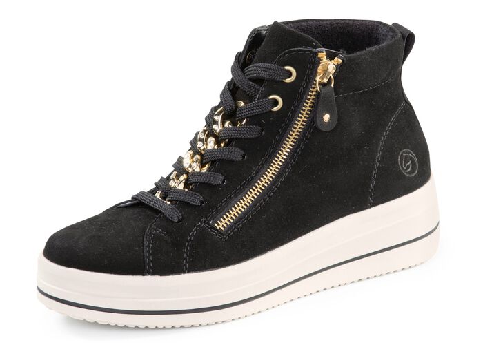 Remonte Bootie mit funkelnder Zierkette an der Schn&uuml;rung SCHWARZ