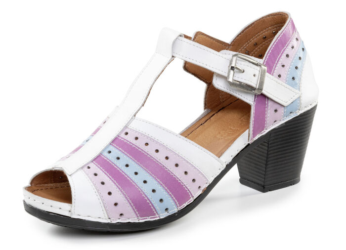 Gemini, modische Damen-Sandaletten, Weite G, mit Gummizug WEISS-BUNT