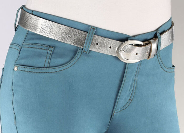 Modischer Damen-Gürtel, aus Leder, 3 cm breit SILBER