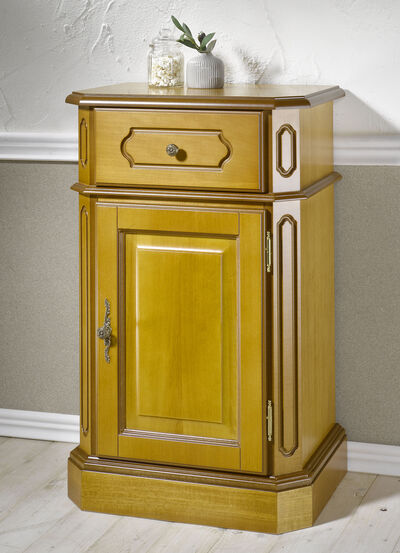 Teilmassive Kommode, 1-türig, mit Metallgriffen 