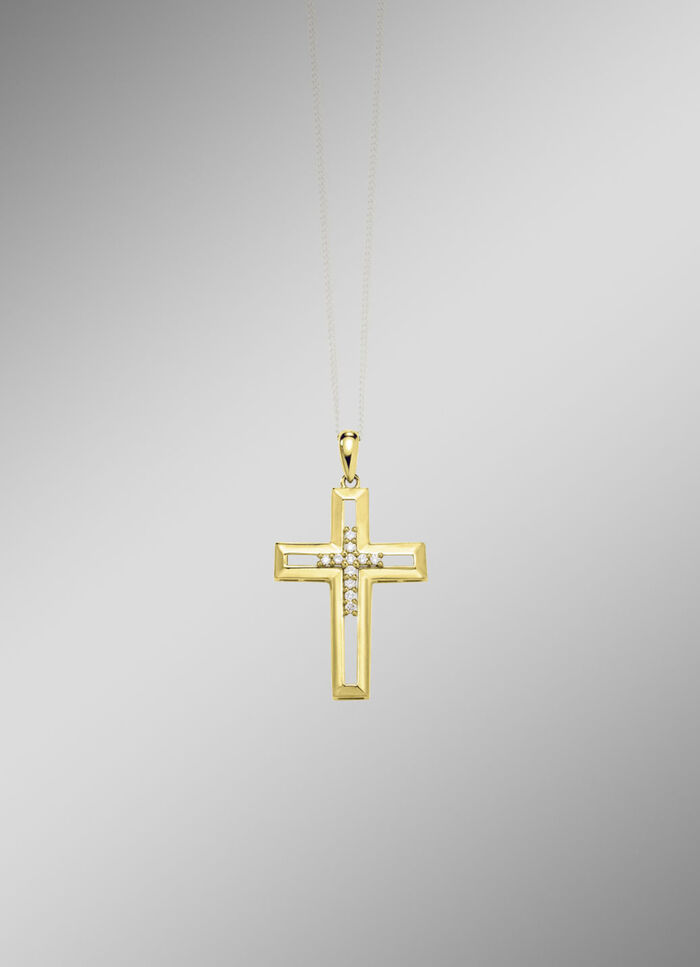 Durchbrochener Kreuz-Anhänger mit Brillanten 