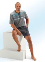 Hajo Klima Komfort Shorty mit Knopfleiste und garngef&auml;rbtem Ringel 