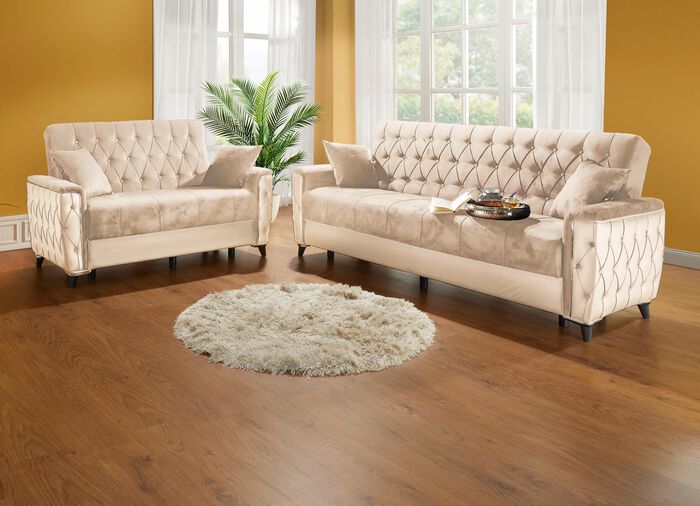 Polsterm&ouml;bel mit Bettkasten und Liegefunktion CREME