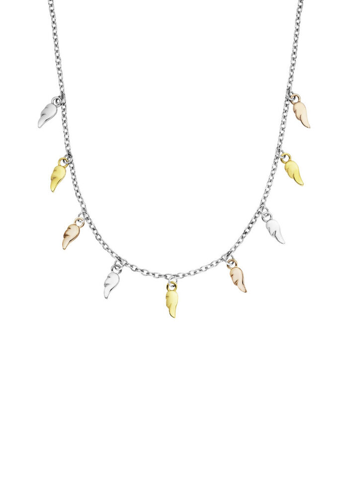Halskette in Tricolor mit 9 Fl&uuml;gelchen 