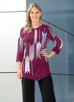 Shirt mit Kontrastdruck FUCHSIA-WEISS