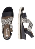 Remonte Sandalette mit Flechtdurchz&uuml;gen SCHWARZ-CREME