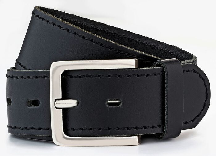 Klassicher Herren-G&uuml;rtel, aus Leder, 4 cm breit SCHWARZ
