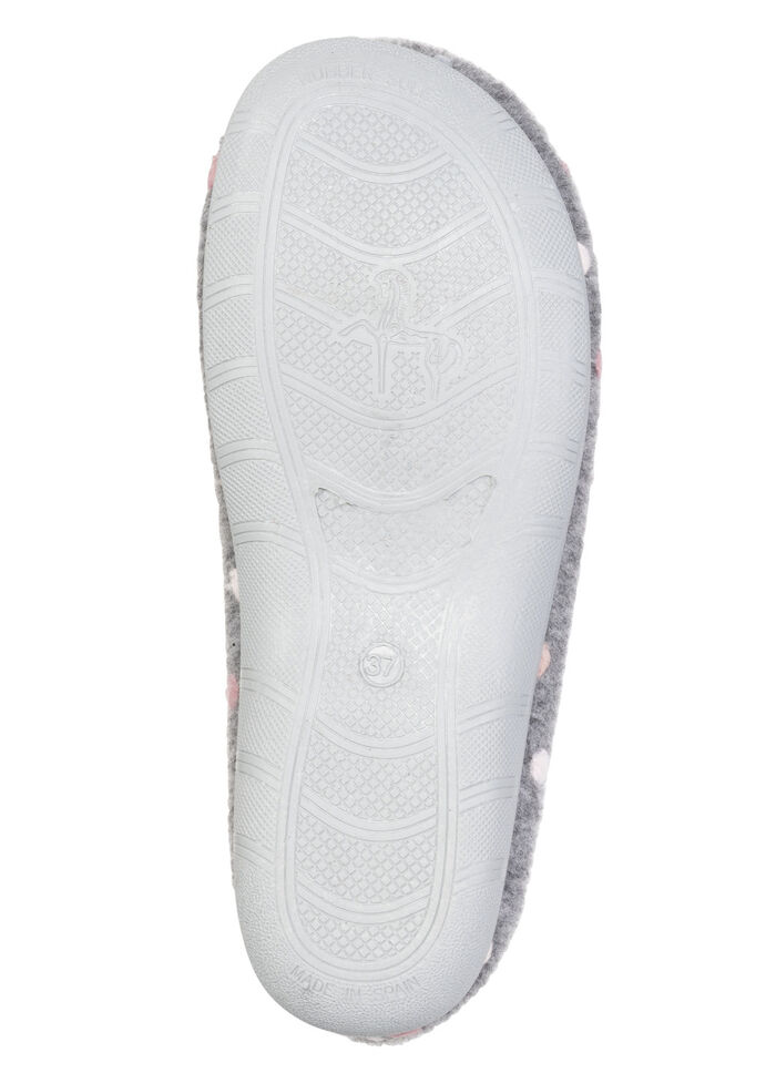 Laurina, klassische Damen-Hausschuhe, mit Pünktchen-Stickerei GRAU