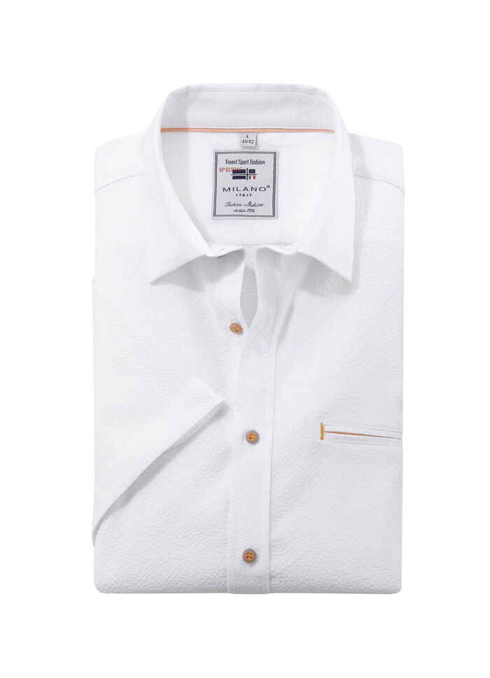 Seersucker Hemd von "Milano Italy" in 3 Farben WEISS