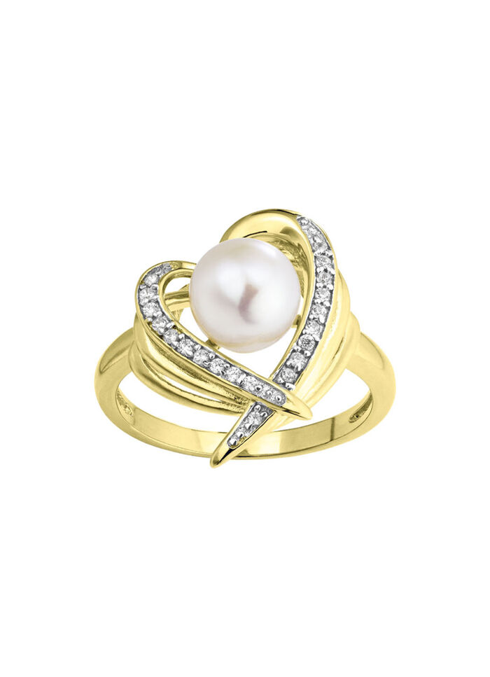 Vergoldeter Damenring mit Süßwasser-Zuchtperle 