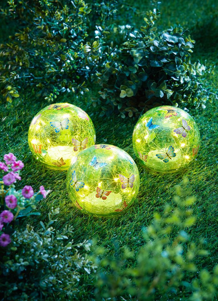LED-Glaskugeln &bdquo;Schmetterling", 3er-Set 