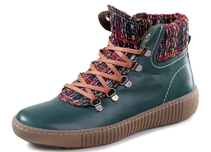 Gemini Schn&uuml;r-Bootie mit buntem Textilmaterial 