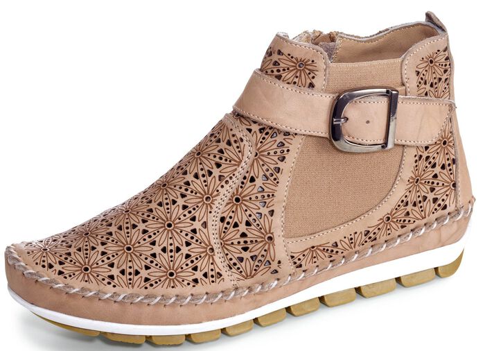 Gemini, sommerliche Damen-Stiefeletten, Weite G, mit herausnehmbarem Fu&szlig;bett TAUPE