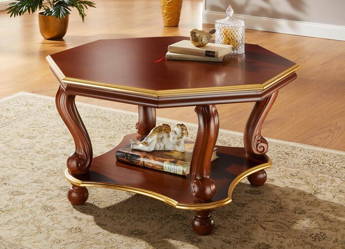 Couchtisch mit Verzierungen aus echtem Blattgold 