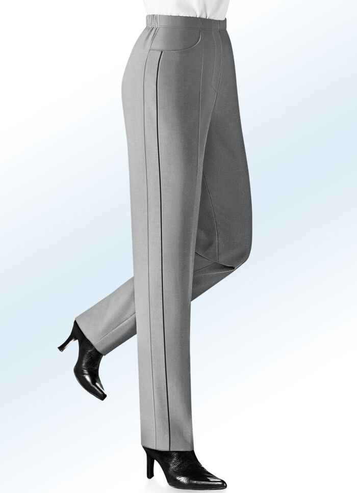 Hose mit kontrasfarbener Zierpaspel M''GRAU-SCHWARZ