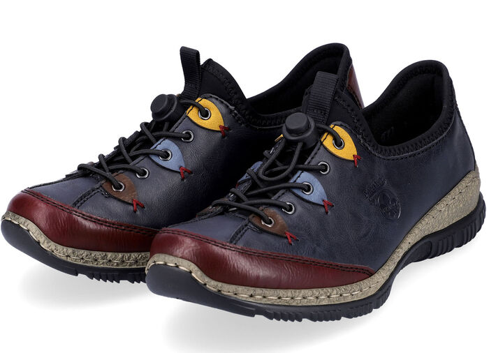 Rieker Slipper mit elastischem Schnellschn&uuml;rsystem BLAU-BUNT