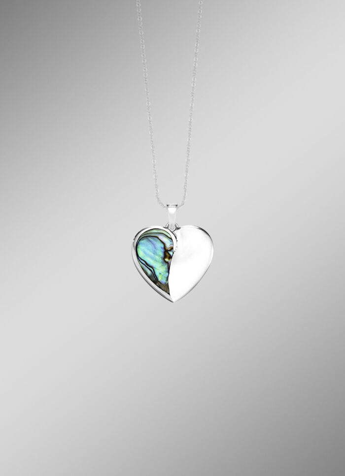 Zauberhafter Herzanh&auml;nger aus Silber mit echtem Abalone-Perlmutt 