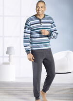 Schlafanzug aus Frottierstretch, mit Knopfleiste und Bündchenabschlüssen 