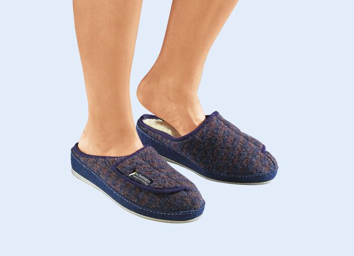 Klima-Hausschuh 100% Schurwolle MARINE