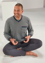 Schlafanzug mit V-Ausschnitt, Brusttasche sowie &Auml;rmel- und Beinb&uuml;ndchen 