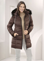 Longjacke mit abnehmbarem Kunstpelz-Besatz 