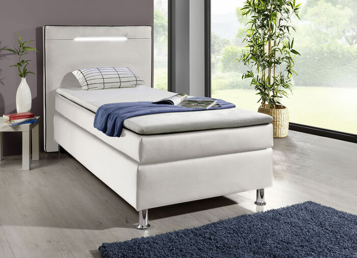 Boxspringbett mit LED-Beleuchtung WEISS