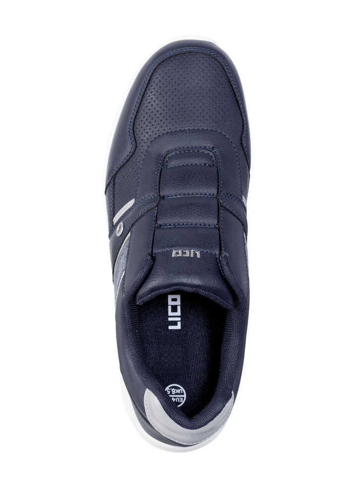 Slipper aus Synthetik mit Textil-Eins&auml;tzen MARINE-GRAU