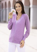 Strickjacke mit Cloqu&eacute;struktur FLIEDER
