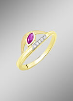 Attraktiver Damenring mit Rubin und Zirkonia 