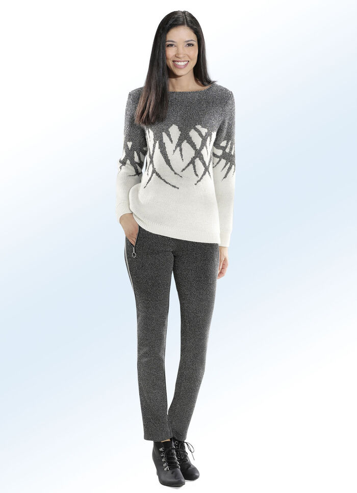 Hose mit effektvoll funkelndem Zierband 