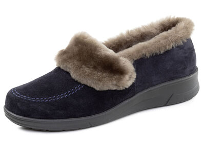 ELENA EDEN, warme Damen-Hausschuhe, Weite H, mit Lammfell 