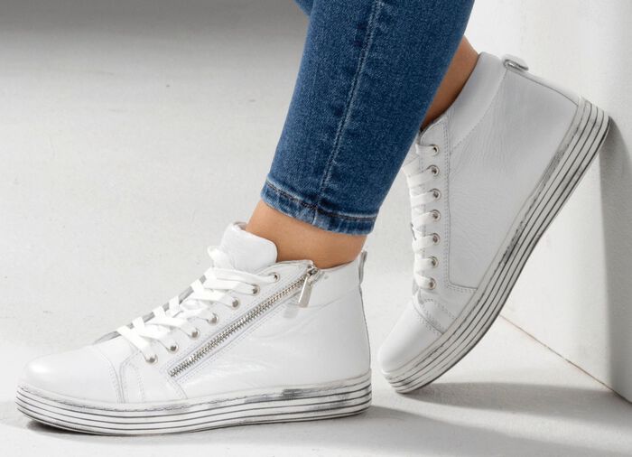 Gemini Schn&uuml;r-Stiefelette mit praktischem Seitenrei&szlig;verschluss WEISS