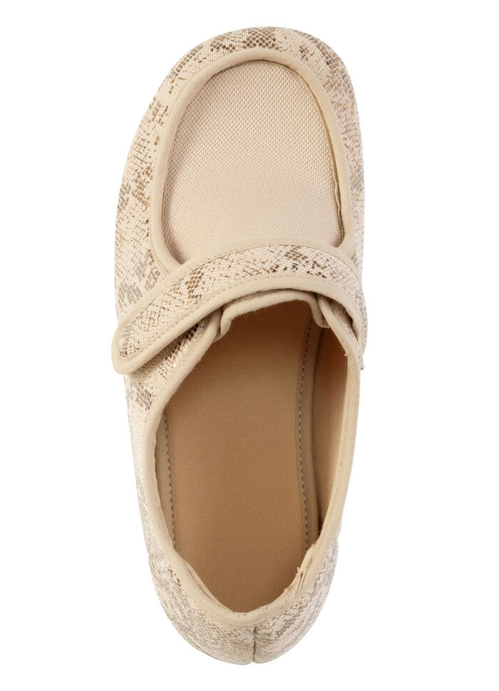 ELENA EDEN Hausschuh aus teilweise glänzend bedrucktem Textilmaterial BEIGE