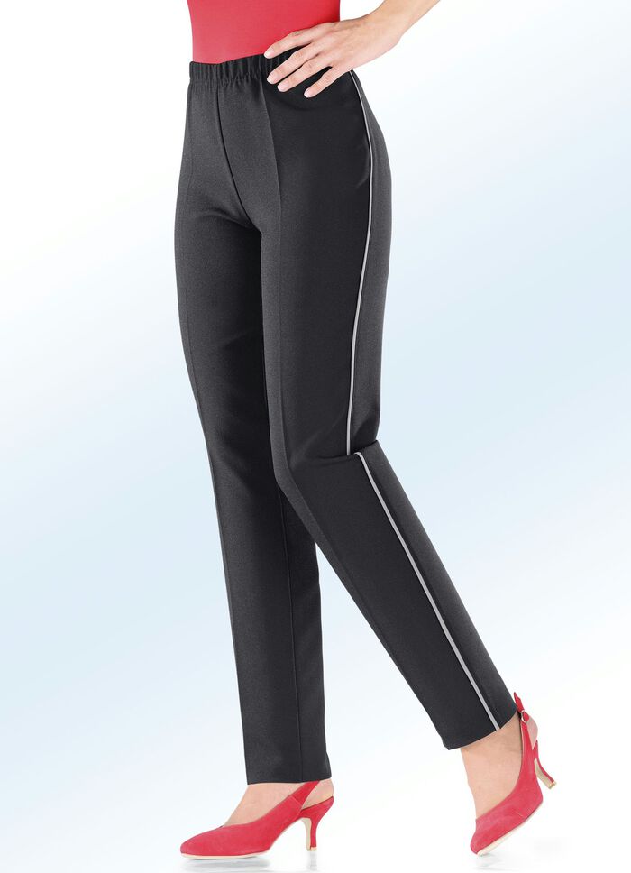 Hose mit angesagter Kontrast-Zierpaspel D''GRAU-H''GRAU