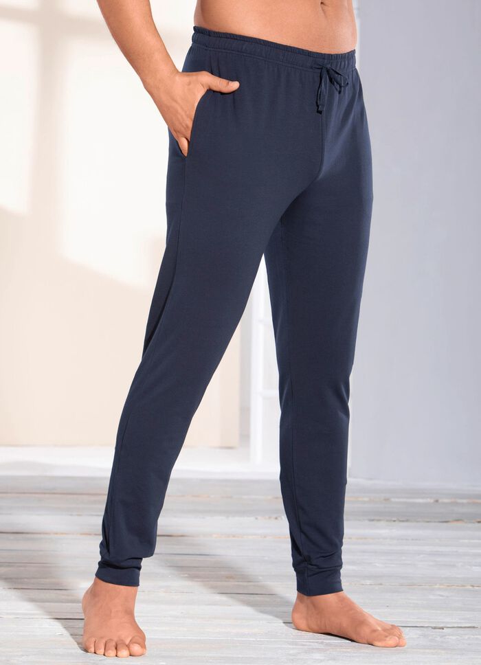 Schlaf- und Freizeithose mit BIO Baumwolle, B&uuml;ndchenabschll&uuml;ssen  und Durchzugsband 