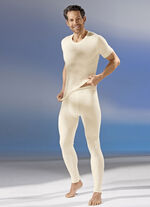 Unterhose, lang, mit Angora, in Ecru 