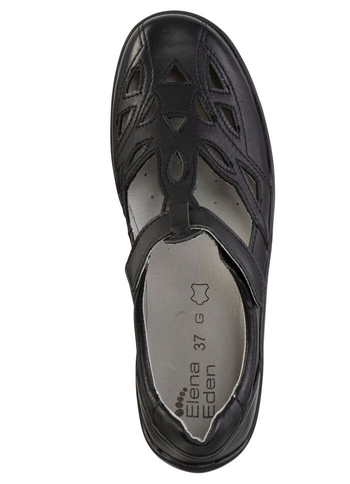 ELENA EDEN, sommerliche Damen-Slipper, Weite H, mit herausnehmbarem Fußbett SCHWARZ