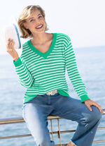 Pullover in Ringeldessin GRÜN-ECRU