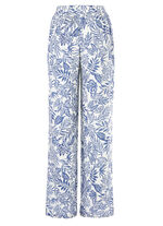 Hose in modischer Weite ECRU-BLAU