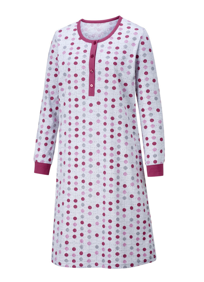 Zweierpack Nachthemden, Langarm mit Knopfleiste und B&uuml;ndchen FUCHSIA/FLIEDER