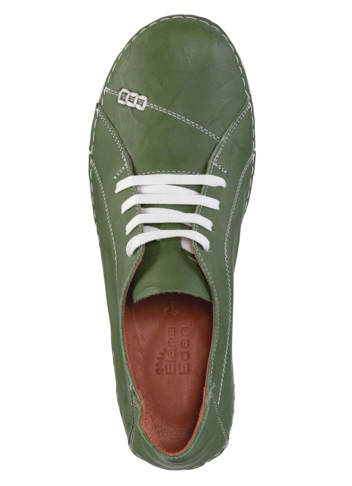 ELENA EDEN Schn&uuml;rschuh mit Knitter-Struktur und Zier-N&auml;hten GR&Uuml;N