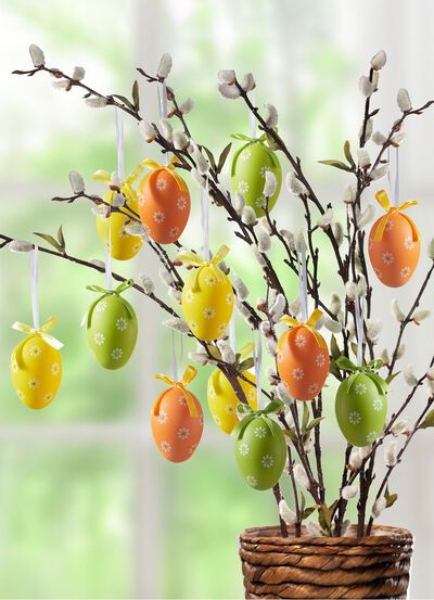 Ostereier mit fr&uuml;hlingshaftem Motiv, 12er-Set 