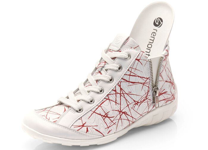 Remonte Schn&uuml;r-Stiefelette aus effektvoll bedrucktem Nappaleder 