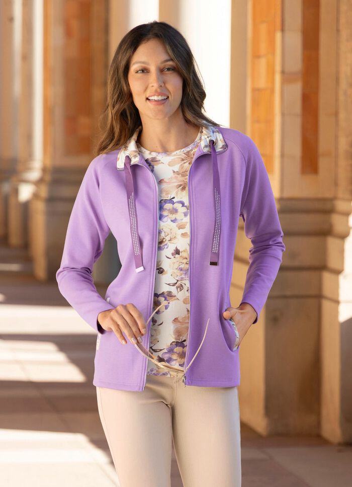 Shirtjacke mit Kontrastverarbeitung am Kragen in 2 Farben LILA